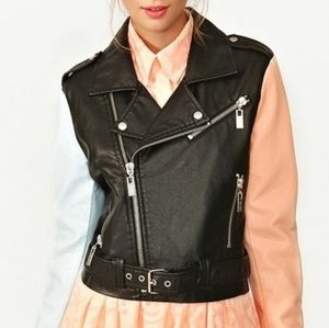 Nastygal Colorblock Faux Leather Moto Jacket